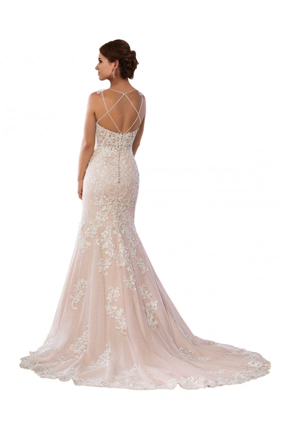 Acquista Avorio & Champagne Stile sirena Sottili Pizzo Boho Abiti da sposa