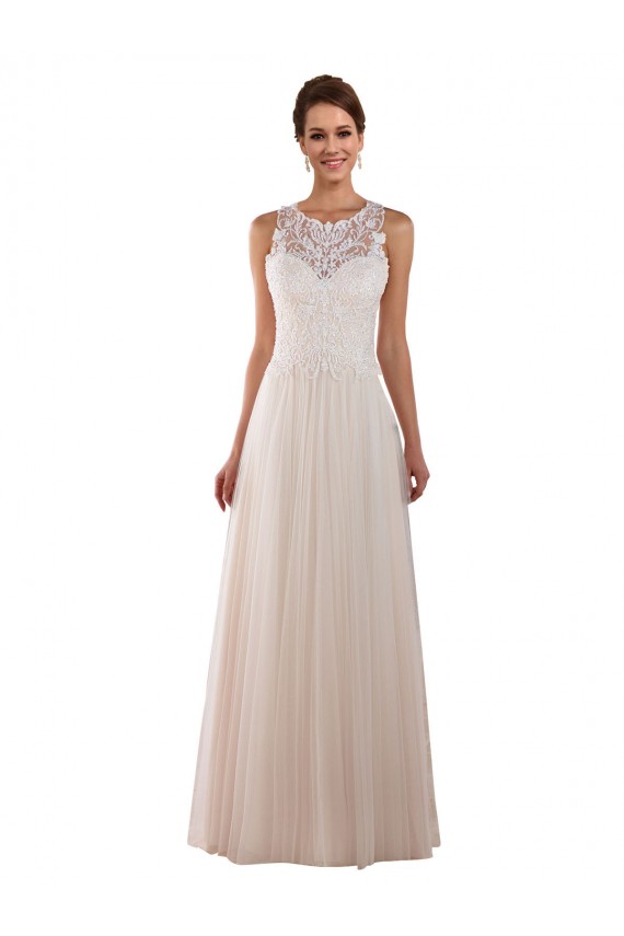 Acquista Avorio Linea A Alto Collo Tulle Pizzo Boho Abiti da sposa