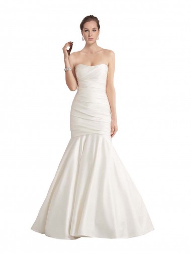 Acquista Avorio Stile sirena Senza spalline Raso Spiaggia Abiti da sposa