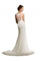 Acquista Avorio Tubino Illusione Chiffona Pizzo Abiti da sposa