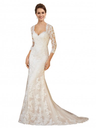 Acquista Avorio Tubino Innamorato Pizzo Abiti da sposa