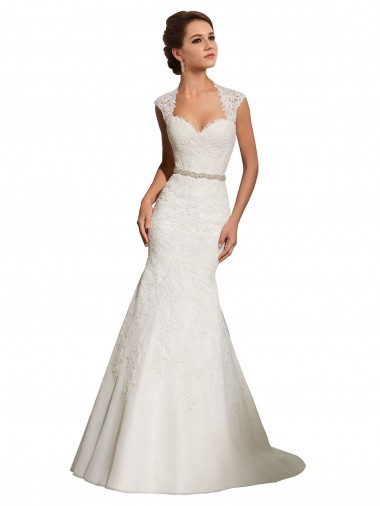 Acquista Bianco Stile sirena Innamorato Tulle Pizzo Abiti da sposa